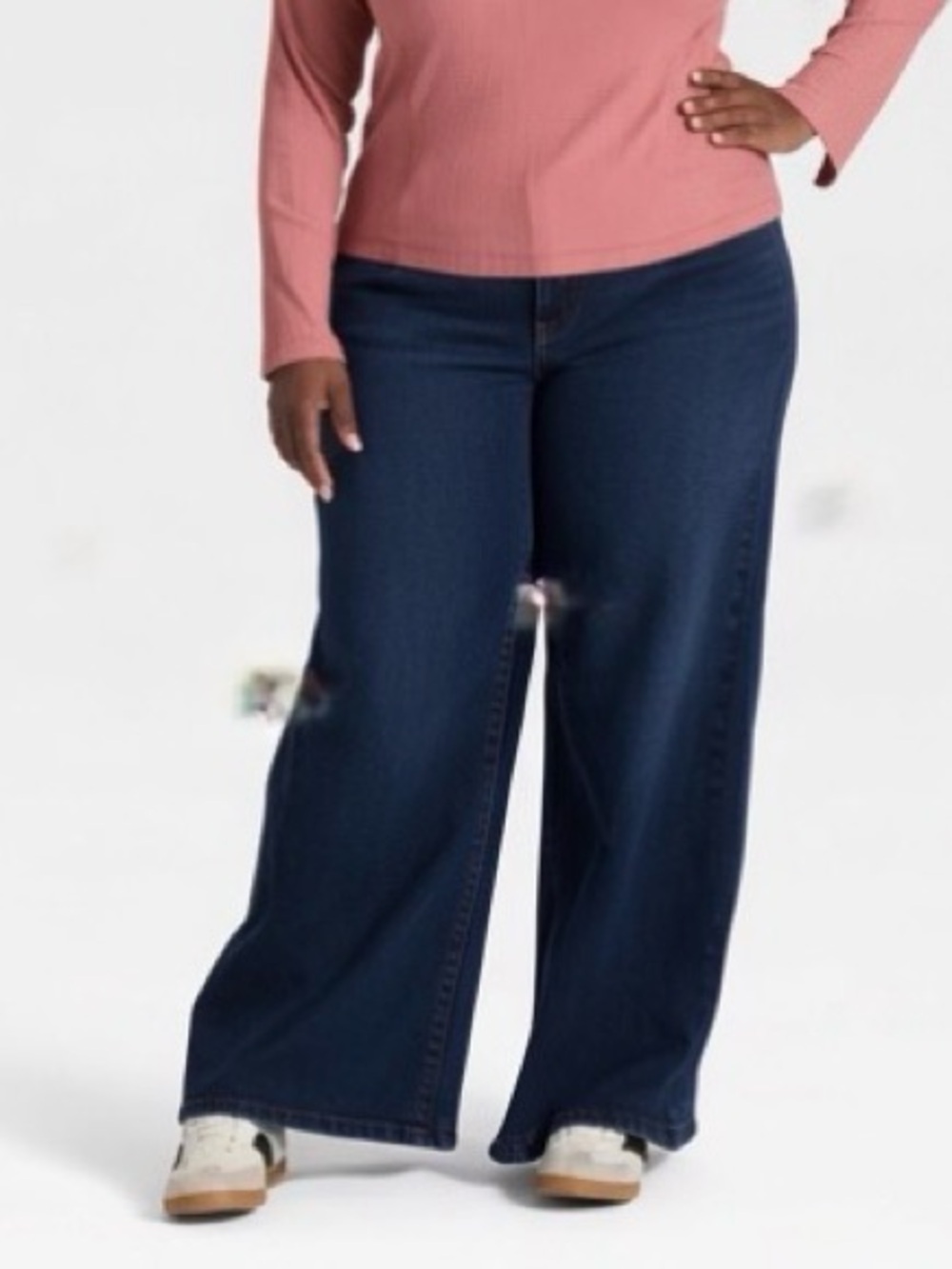 Wide Leg High-Rise Relaxed Fit Stretch Jeans in Dark Navy Blue sz 24 R